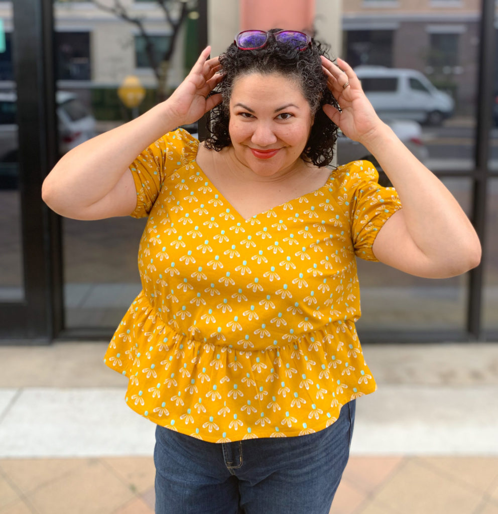 Paulette in yellow blouse