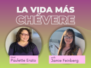 Two guest photos side by side on a pink and green background with LA VIDA MAS CHEVERE superimposed